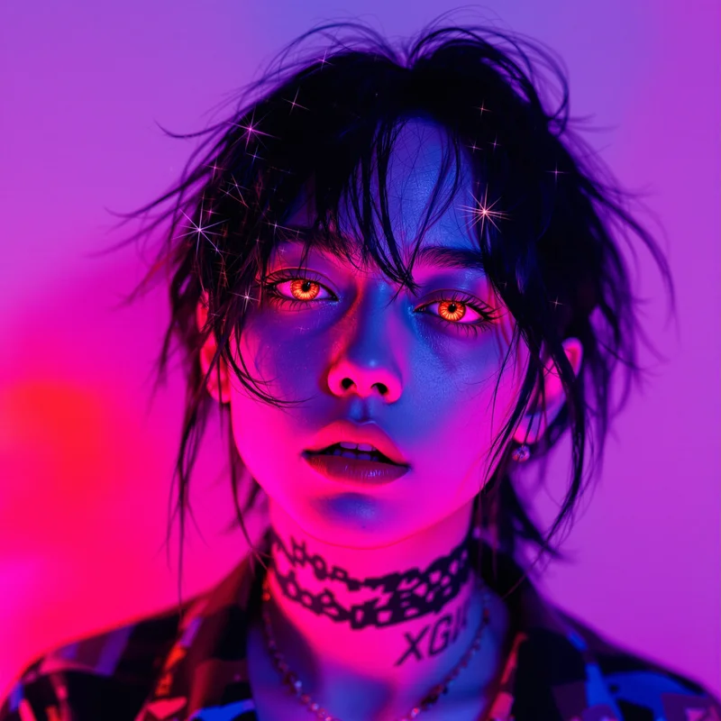 colorful scene profile picture with chaotic color palette for digital identity