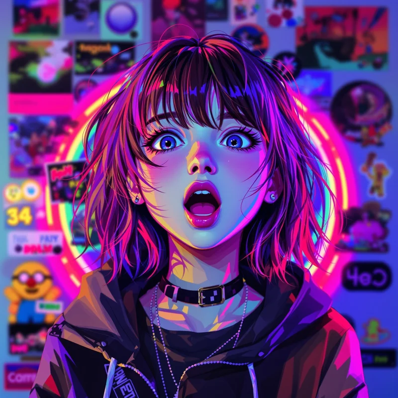 glitch scene portrait with star and sparkle details for digital identity