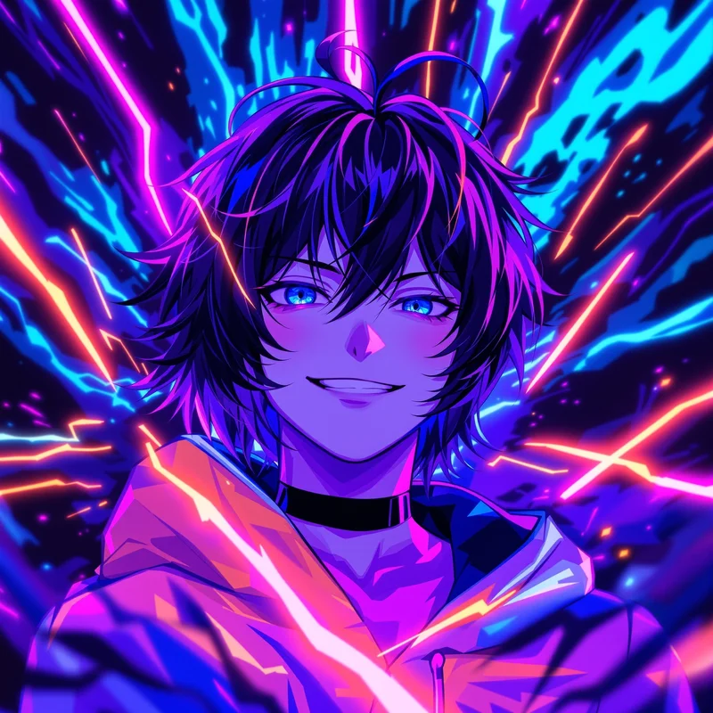 vivid anime avatar with multi-layer visuals for profile picture use