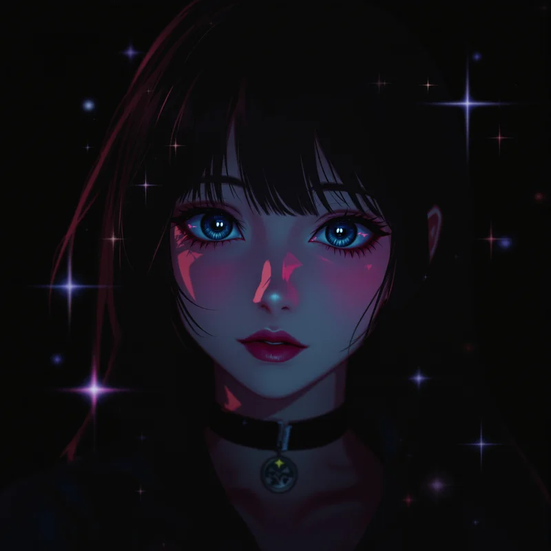 chaotic anime avatar image with multi-layer visuals for digital identity