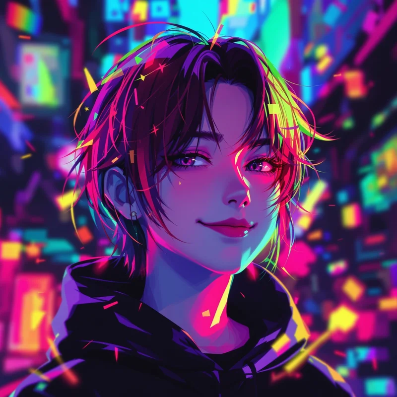 scene PFP portrait with pixel glitch for avatar display