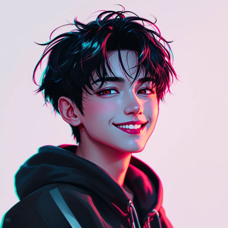 neon scene PFP portrait with neon glow effects for messaging profile icon