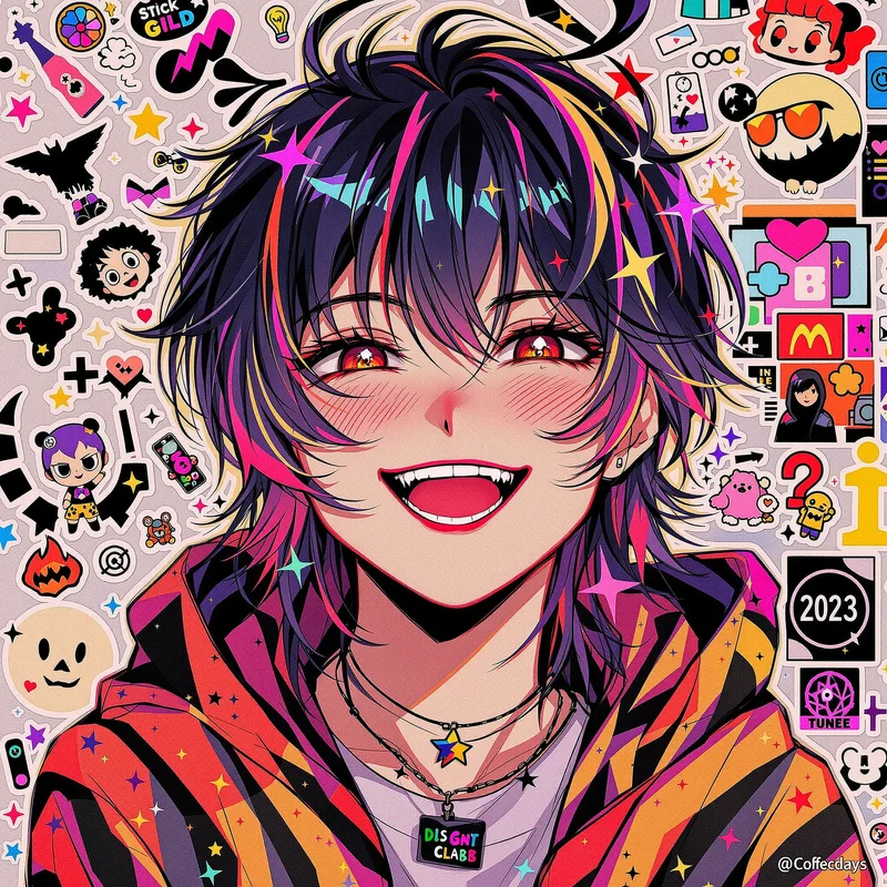 colorful scene profile picture with bold contrast lighting for expressive avatar use