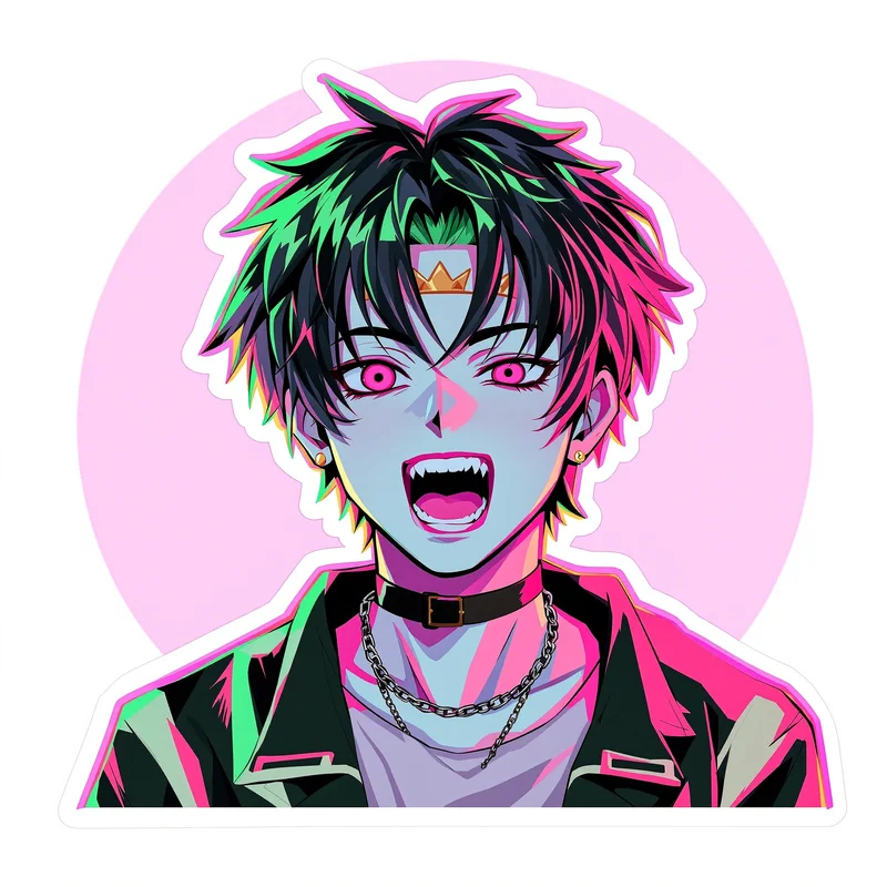 chaotic anime avatar image with star and sparkle details for messaging profile icon