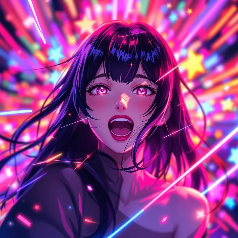 scene anime avatar with neon glow effects for scene PFP design
