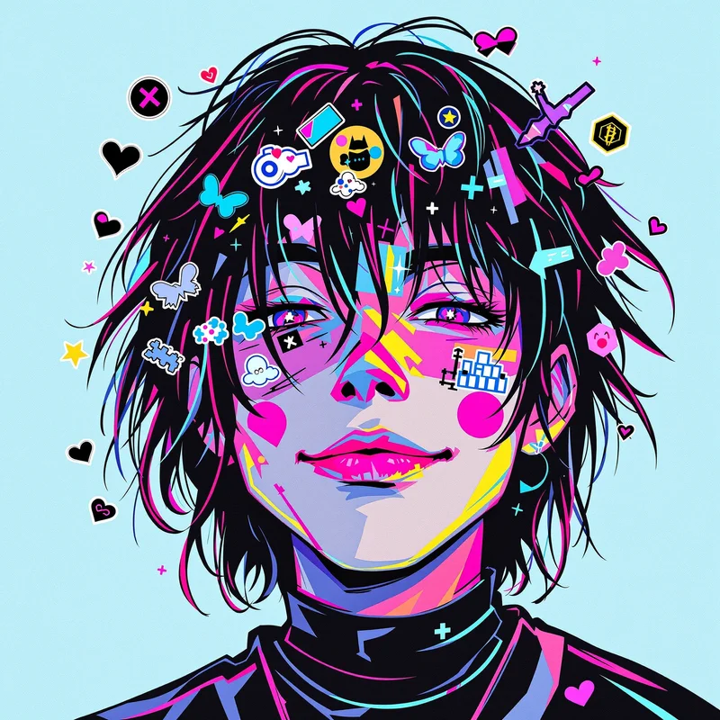 glitch scene portrait with pixel glitch for profile picture use