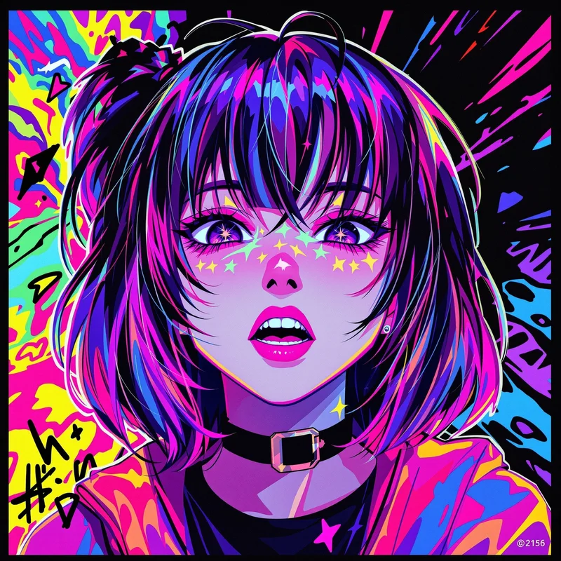 colorful scene profile picture with neon glow effects for scene PFP design