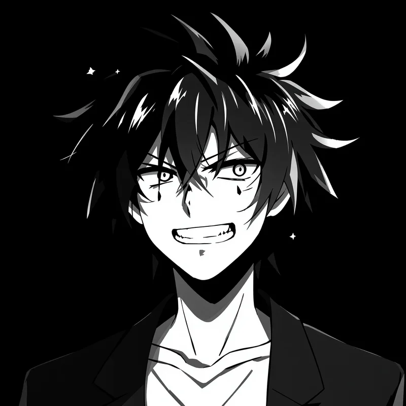 wild Shidou portrait with shadow heavy tone for anime profile display