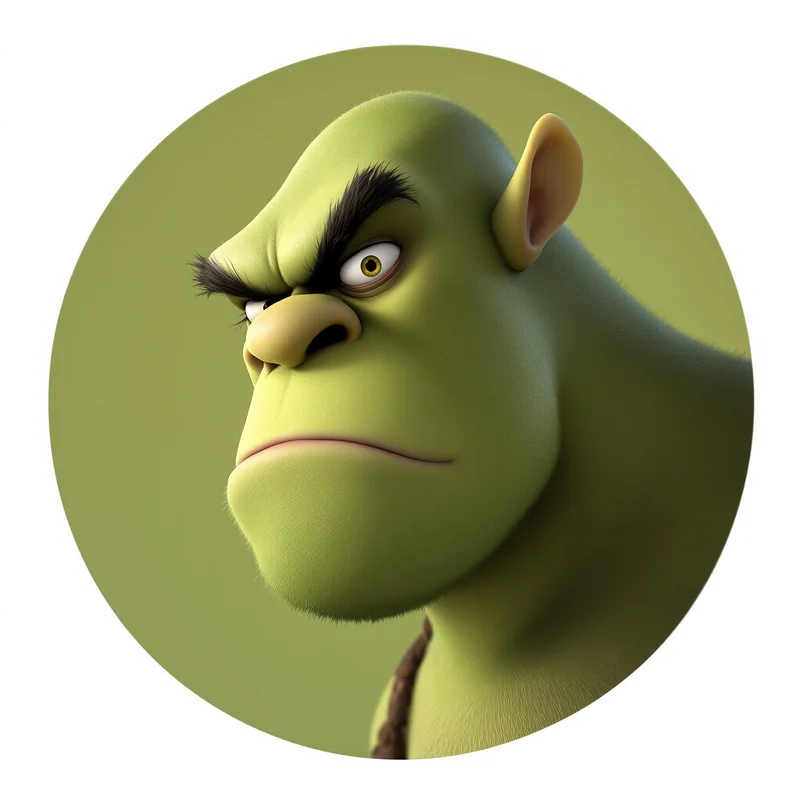 Shrek avatar portrait with rough charm and memorable personality