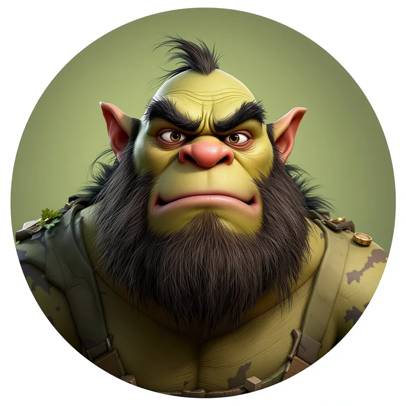 Shrek avatar profile image with grumpy humor and clear recognition