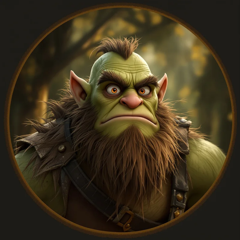 Shrek avatar portrait with rough charm and memorable personality