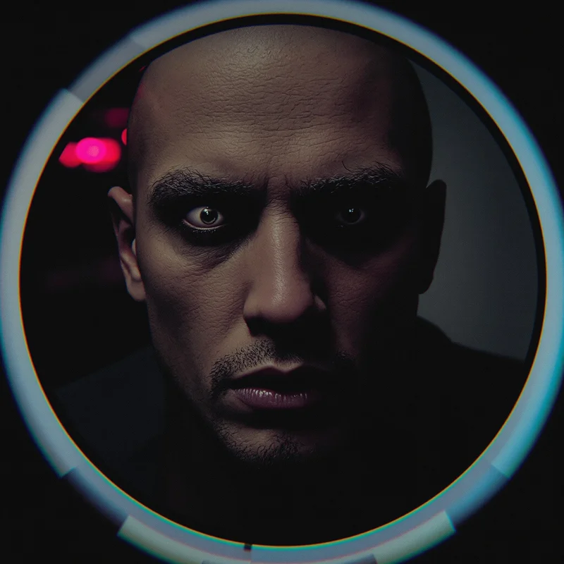 Weird avatar profile image with uncanny expression