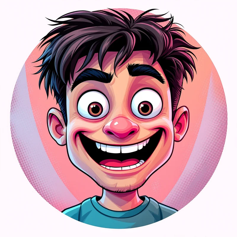 Silly avatar profile image with cheerful expression
