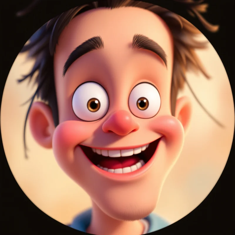 Silly avatar profile image with cheerful expression