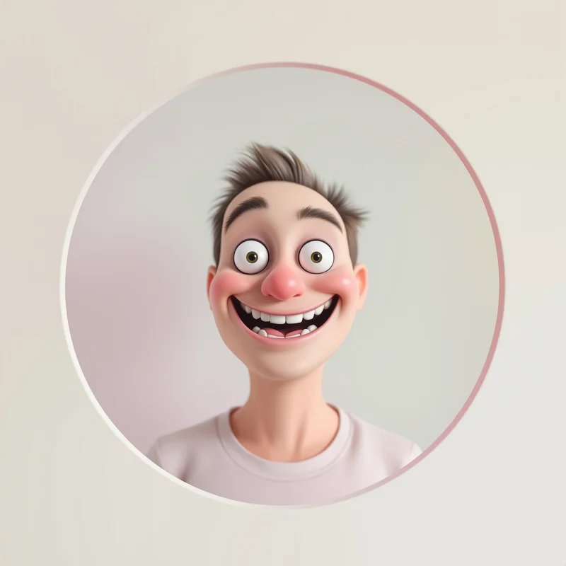 Silly avatar profile image with cheerful expression