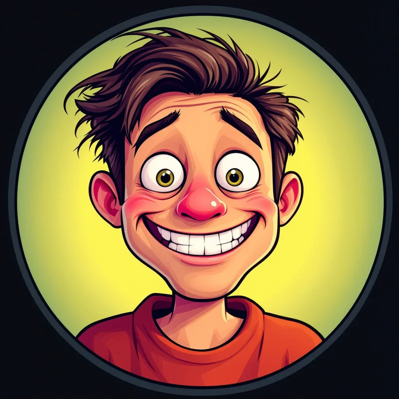 Silly avatar profile image with cheerful expression