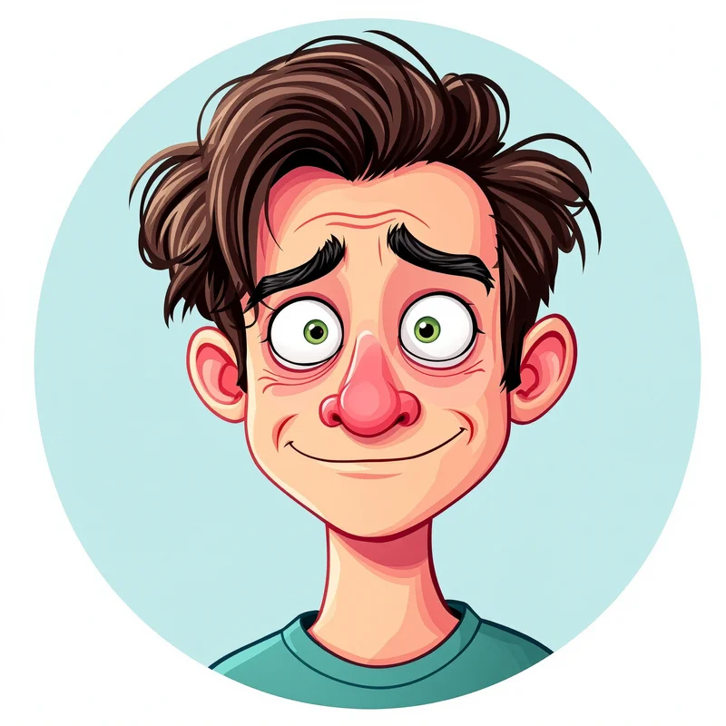 Silly avatar profile image with cheerful expression