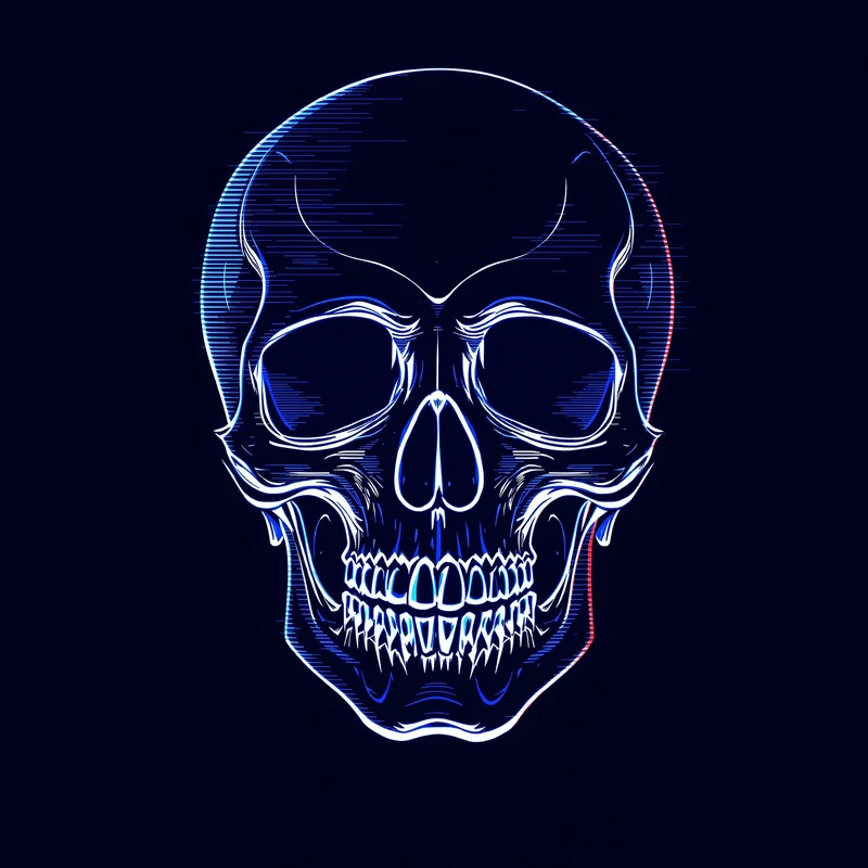 skull avatar image with fire effect for digital identity