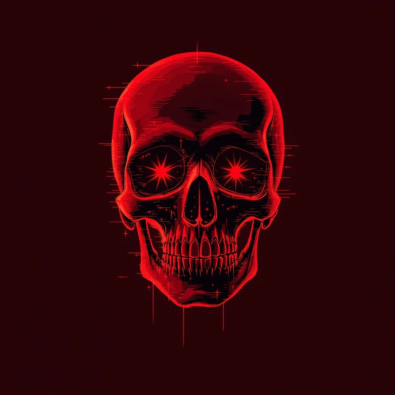 skull PFP portrait with glitch effect for social media avatar
