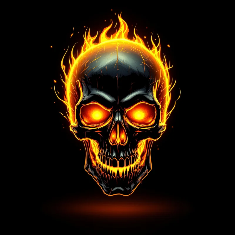 skull style avatar with fire effect for messaging profile icon