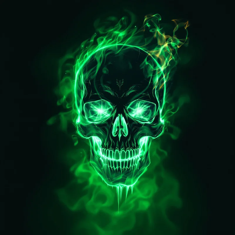 skull avatar image with fire effect for messaging profile icon