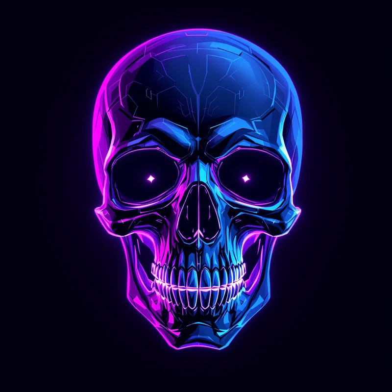 skull style avatar with glitch effect for profile picture use