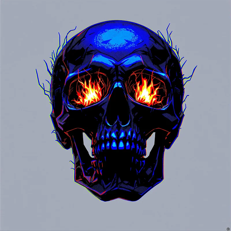 skull PFP portrait with fire effect for profile picture use
