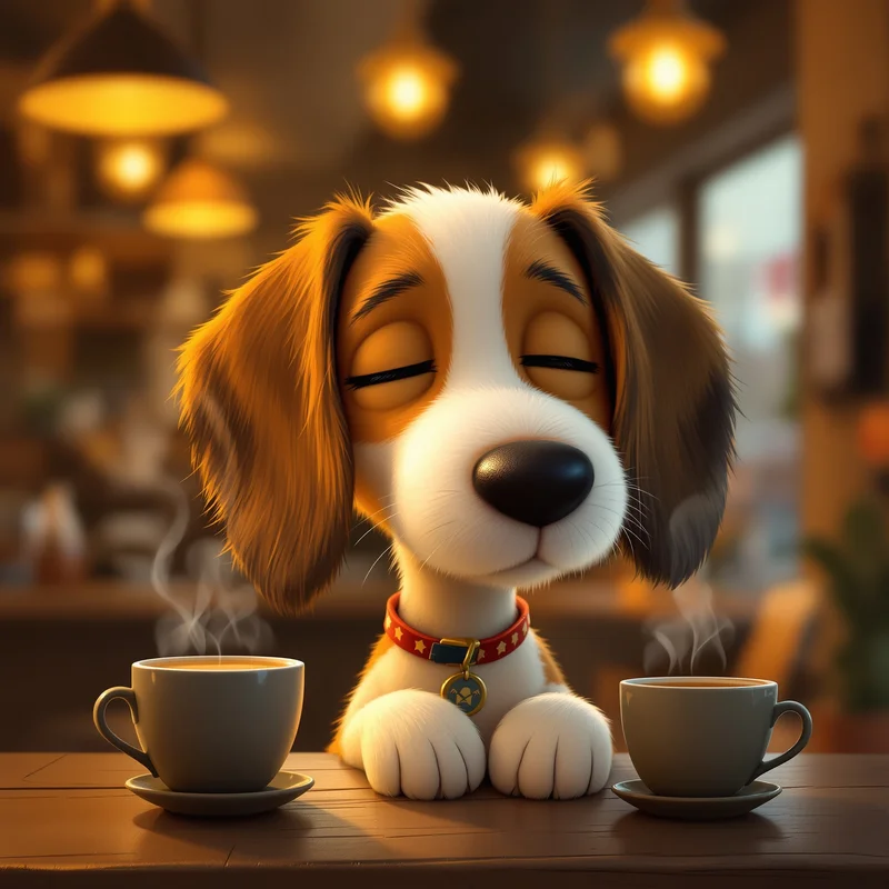 coffee snoopy pfp with warm cozy cafe vibe