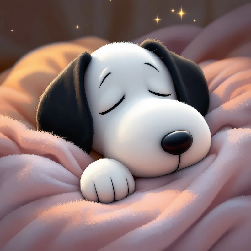 cozy bedroom snoopy pfp with warm room atmosphere