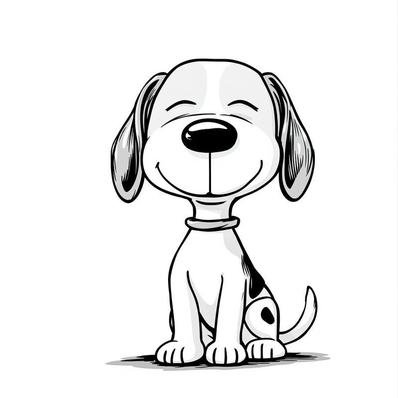 snoopy cartoon avatar in black and white