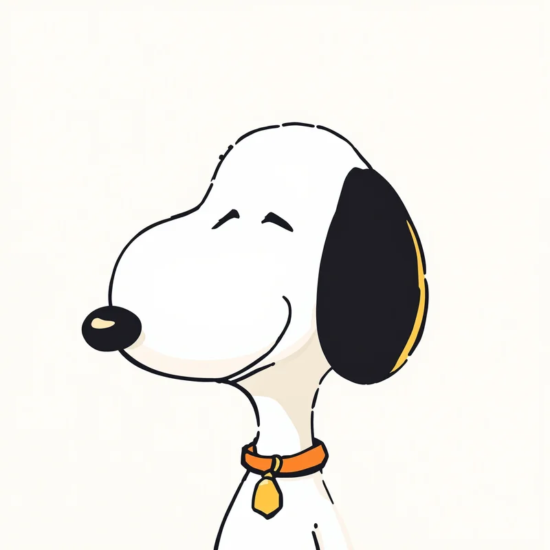 snoopy cartoon avatar in soft yellow accents