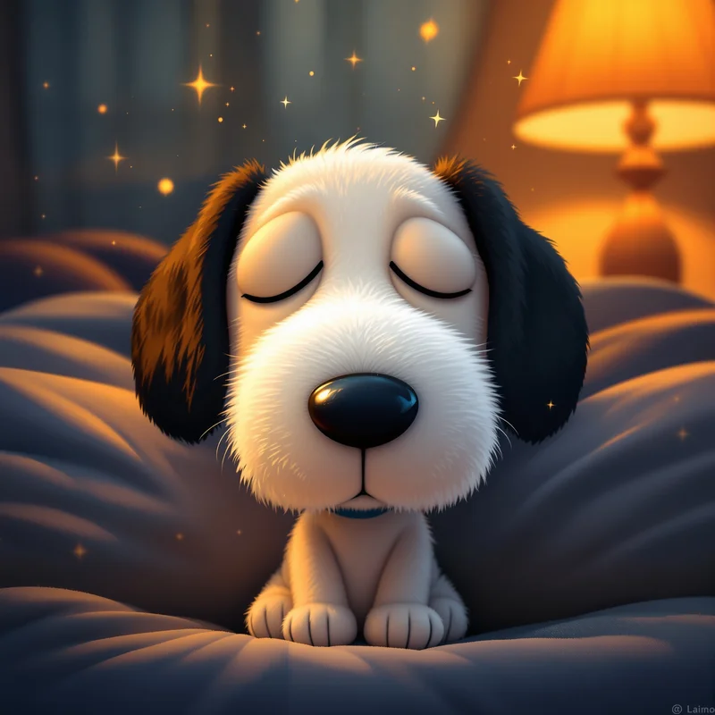 night lamp snoopy pfp with cozy warm glow
