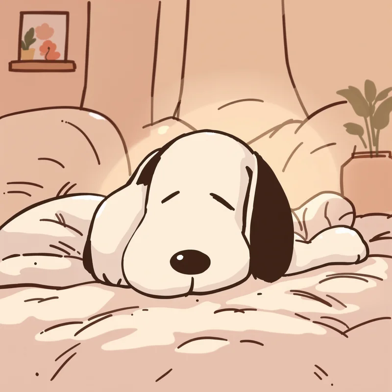 snoopy cartoon avatar in warm beige tones