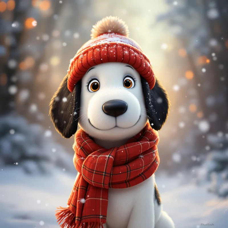 snowfall snoopy pfp with cozy winter particles