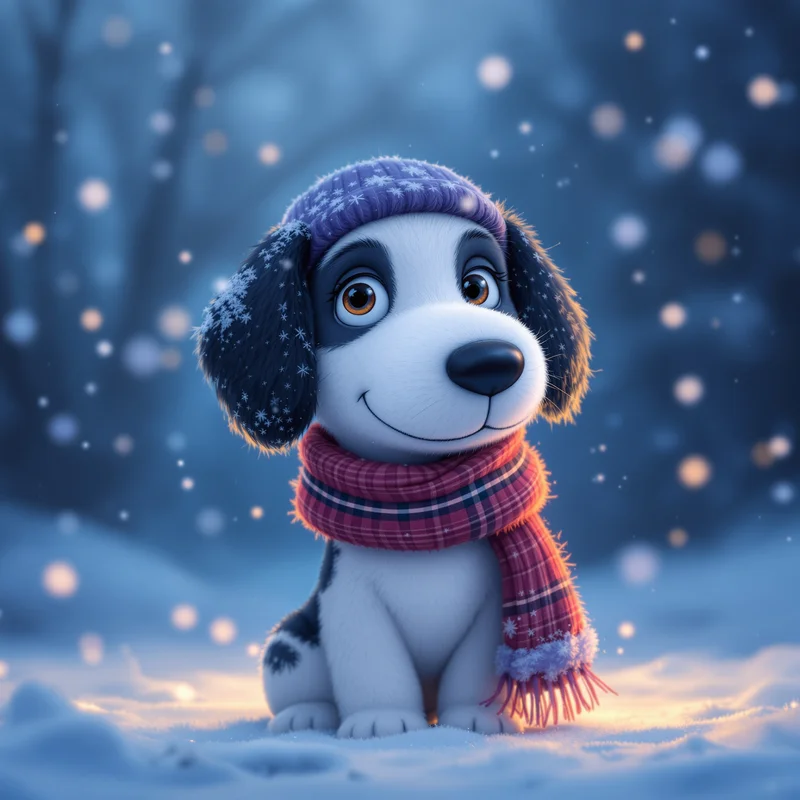 winter snoopy pfp with cozy snowy atmosphere