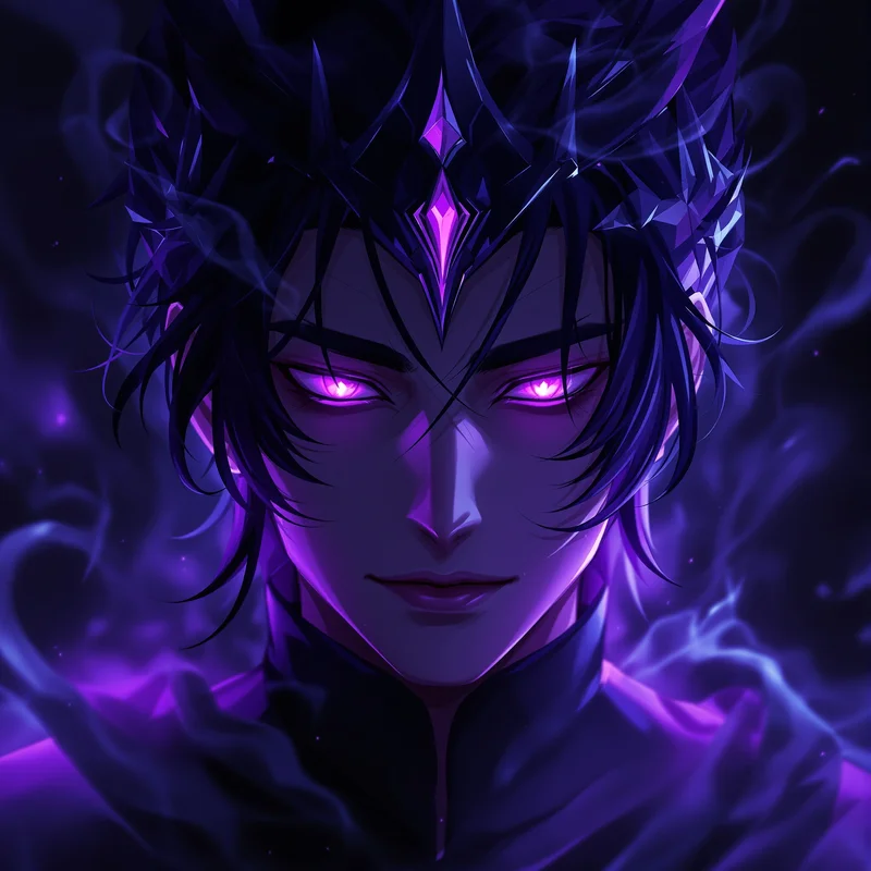 shadow monarch solo leveling pfp with glowing purple aura