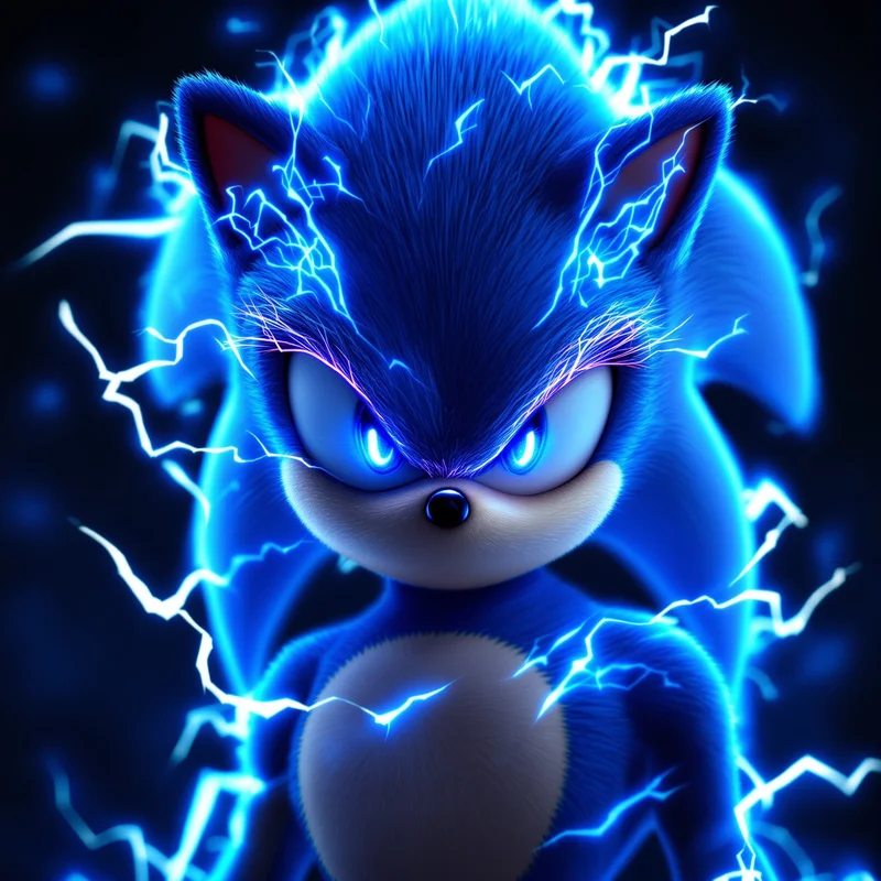 Sonic PFP with blue fire glow