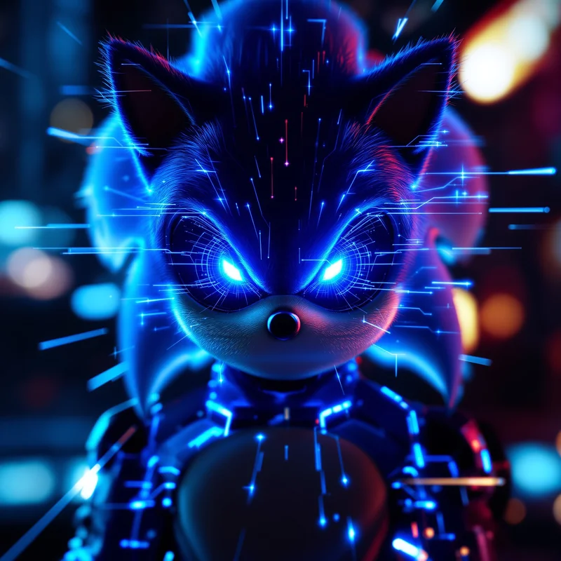 Sonic PFP with digital glitch pulse