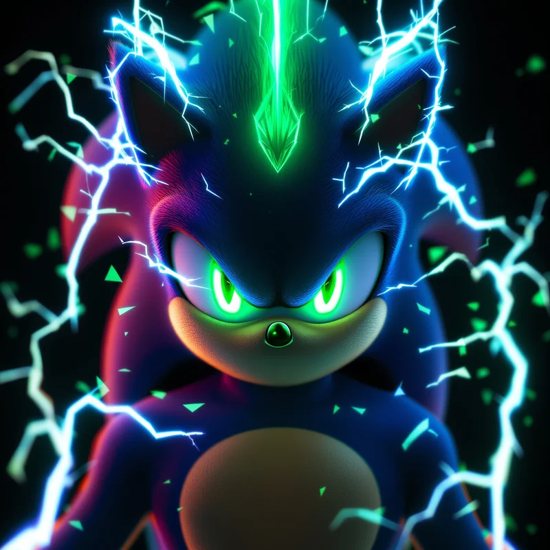 Sonic PFP with Chaos Emerald green aura