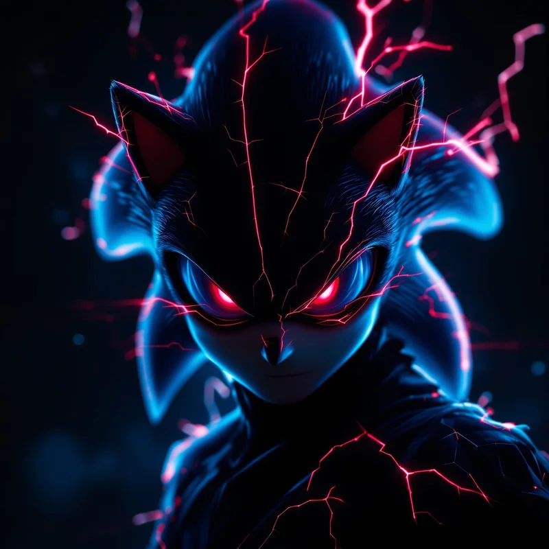 Dark Sonic PFP with corrupted red energy and glowing eyes