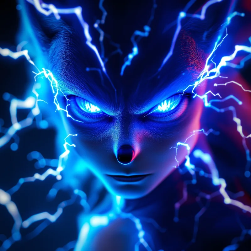 Sonic PFP with glowing blue eyes and electric chaos aura