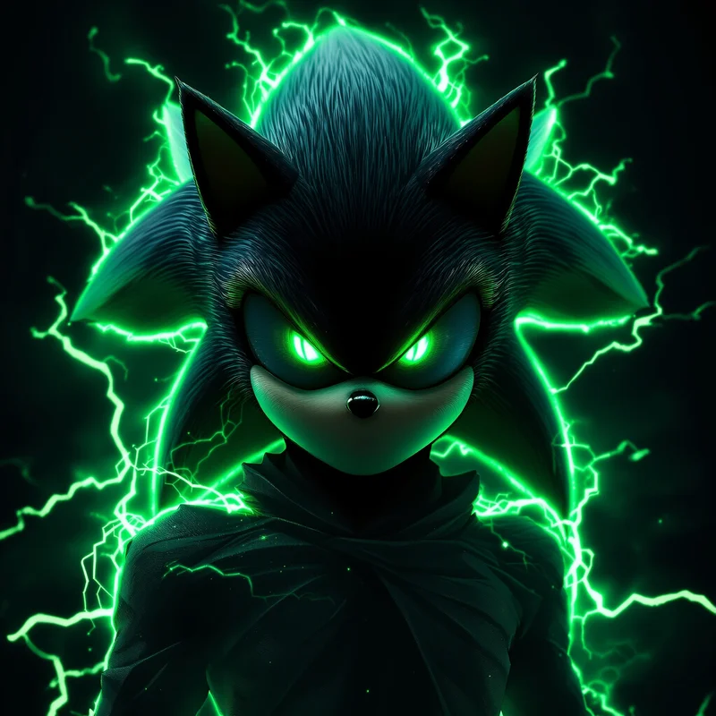 Sonic PFP with corrupted emerald energy