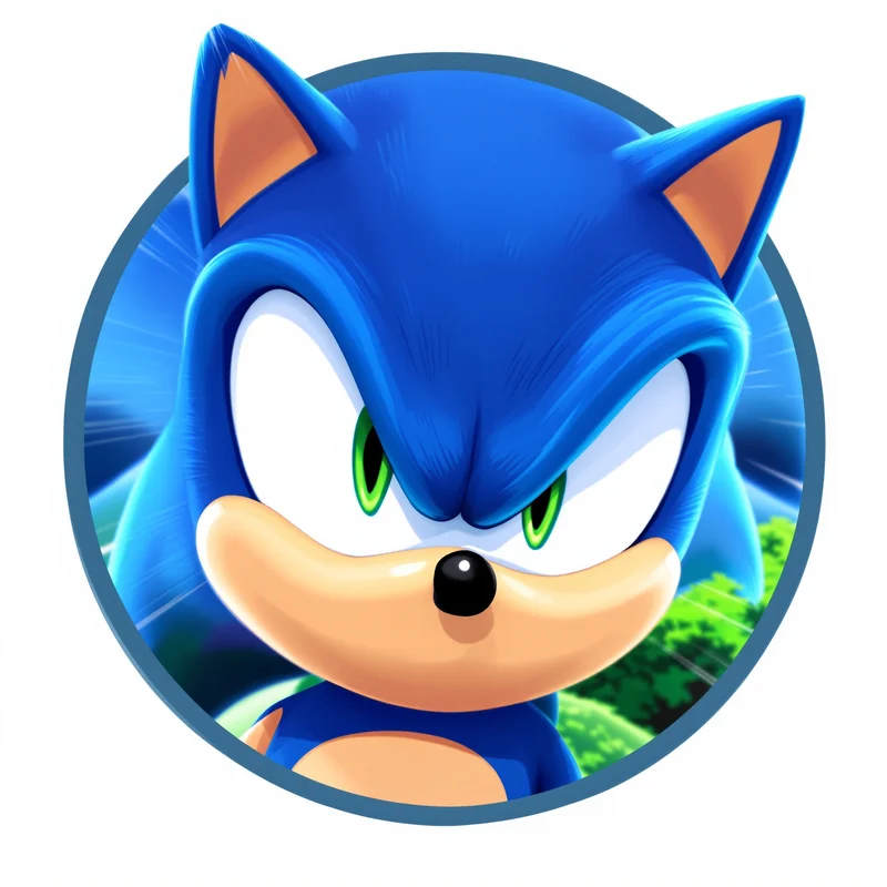 Sonic avatar profile image with energetic expression