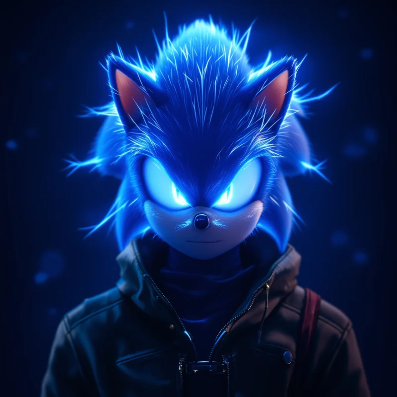 Sonic PFP with icy blue electric glow
