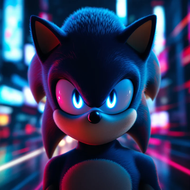Sonic PFP with neon city reflections