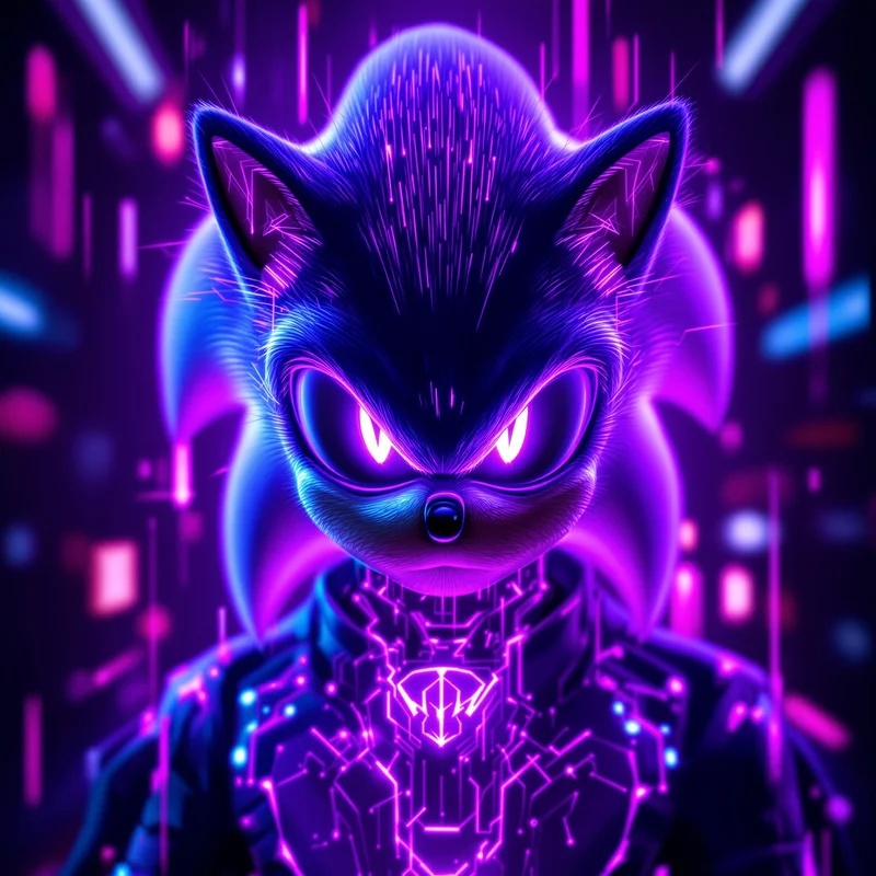 Sonic PFP with purple cyber neon lighting