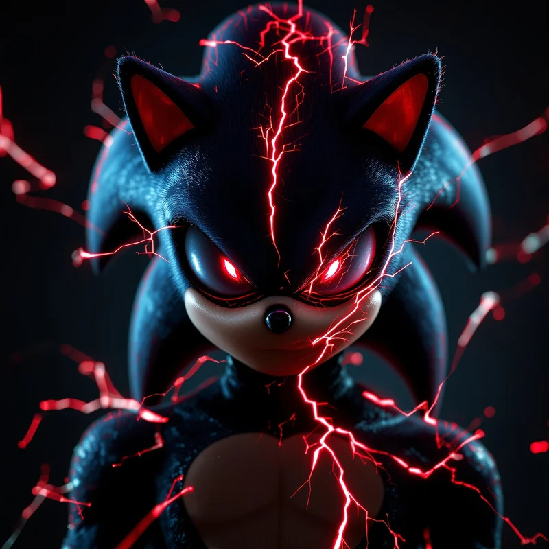 Corrupted Sonic PFP with red electric aura