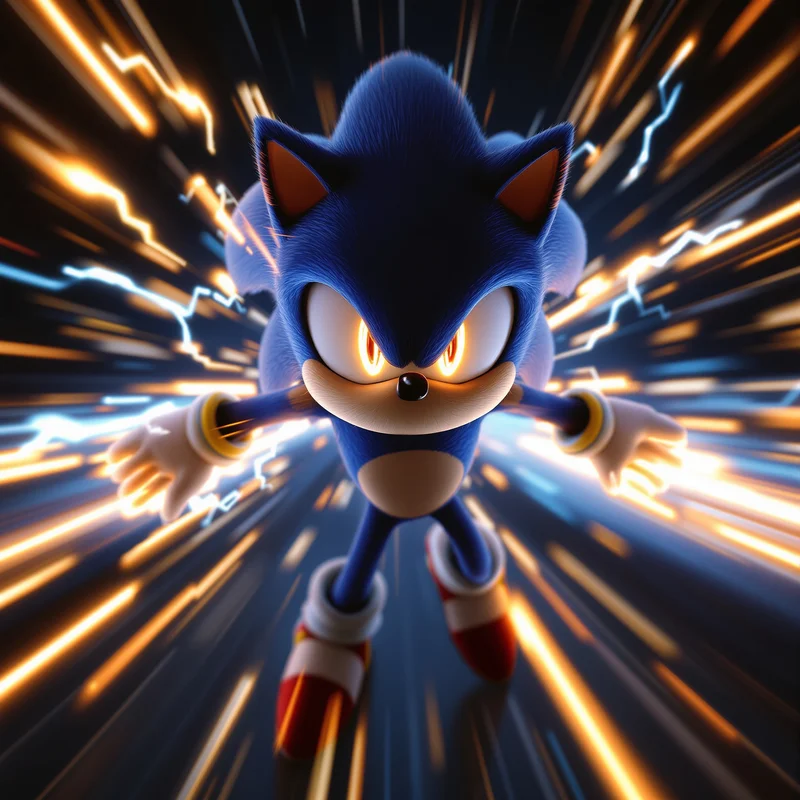 Sonic PFP with speed distortion lighting