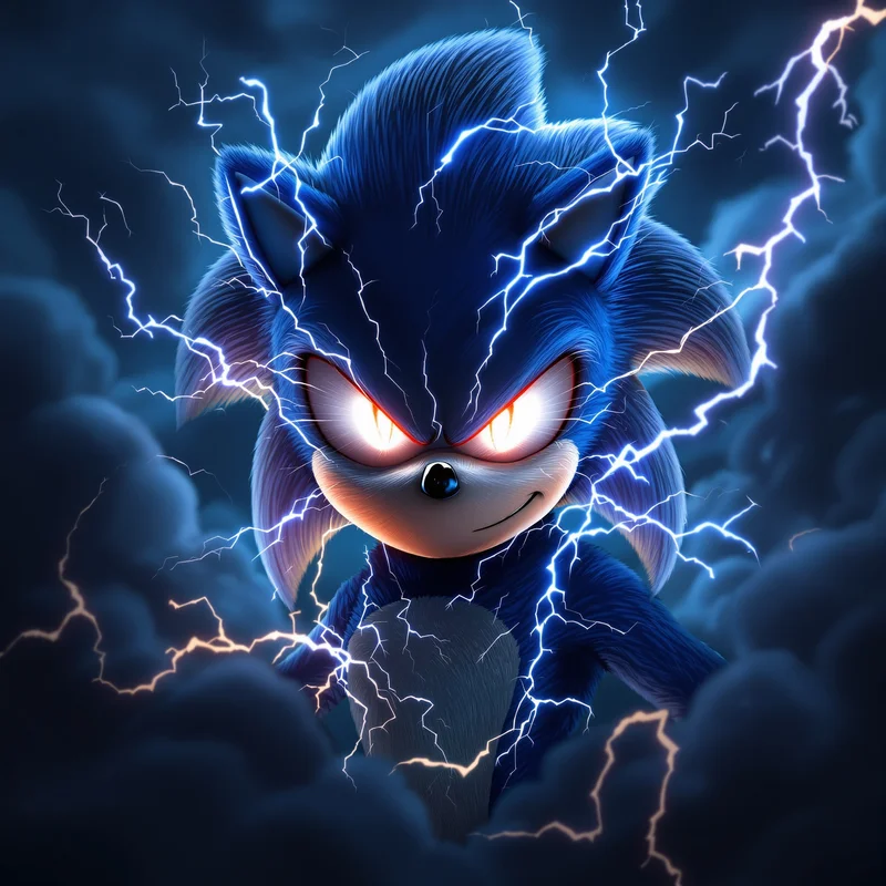 Sonic PFP surrounded by electric storm