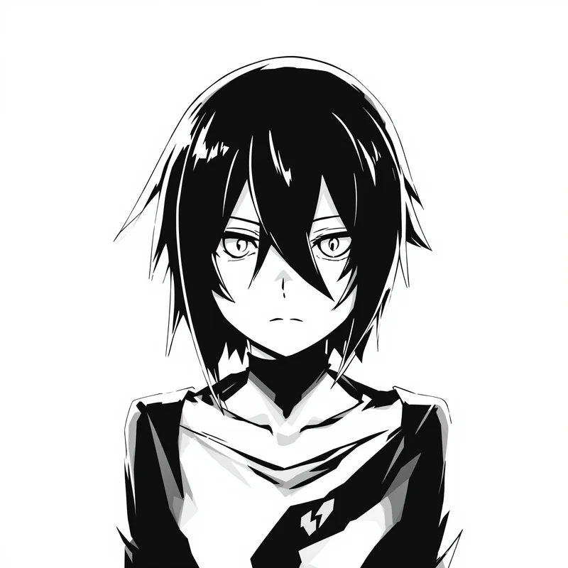 sharp line anime portrait with minimal background for strong avatar use